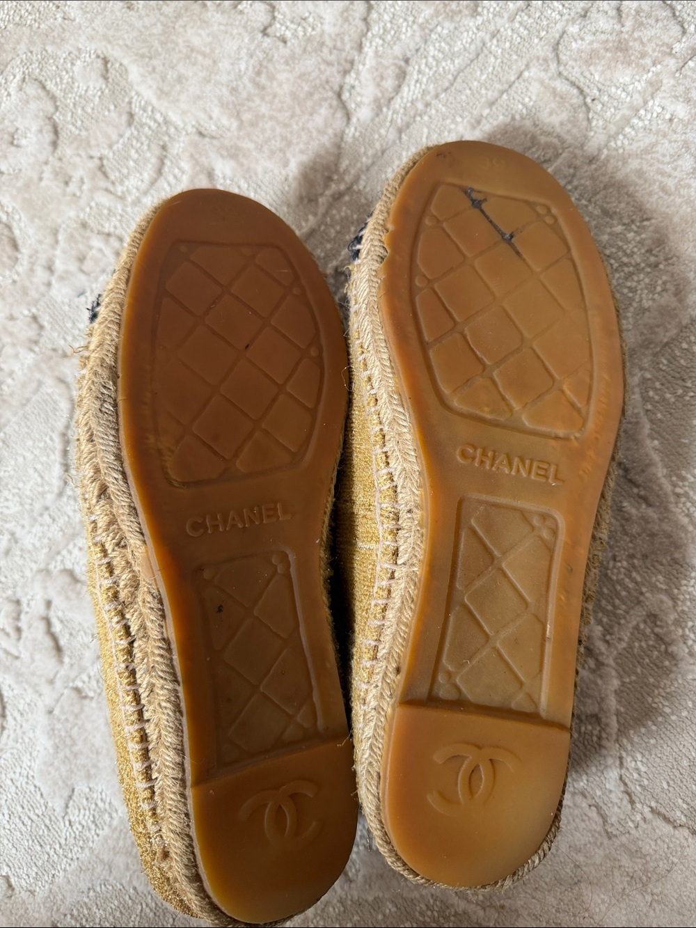 CHANEL Gold and Black Logo Espadrilles - Picture 4 of 4